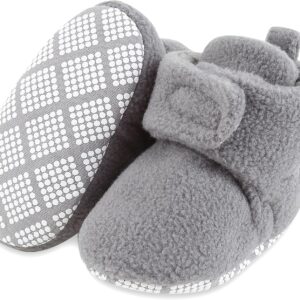 Gray Fleece Non-Slip Baby Booties