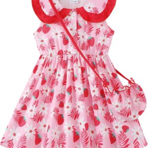 Baby Girl Blue Floral Sleeveless Polo Collar Summer Dress - Image 9