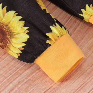 Baby Girl Ruffle Bodysuit and Sunflower Print Pants Headband Set - Image 7