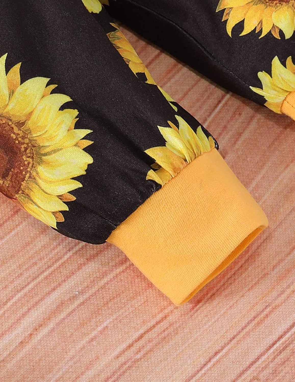 Baby Girl Ruffle Bodysuit and Sunflower Print Pants Headband Set - Image 7