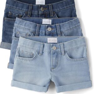 Girls Distressed Blue Denim Midi Shorts With Frayed Hem - Image 7