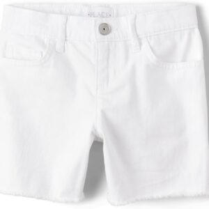 Girls Distressed Blue Denim Midi Shorts With Frayed Hem - Image 9