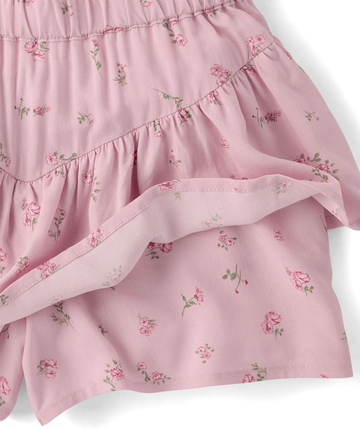 Girls Pink Floral Ruffle Tiered Skirt - Image 2