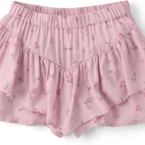 Girls Pink Floral Ruffle Tiered Skirt