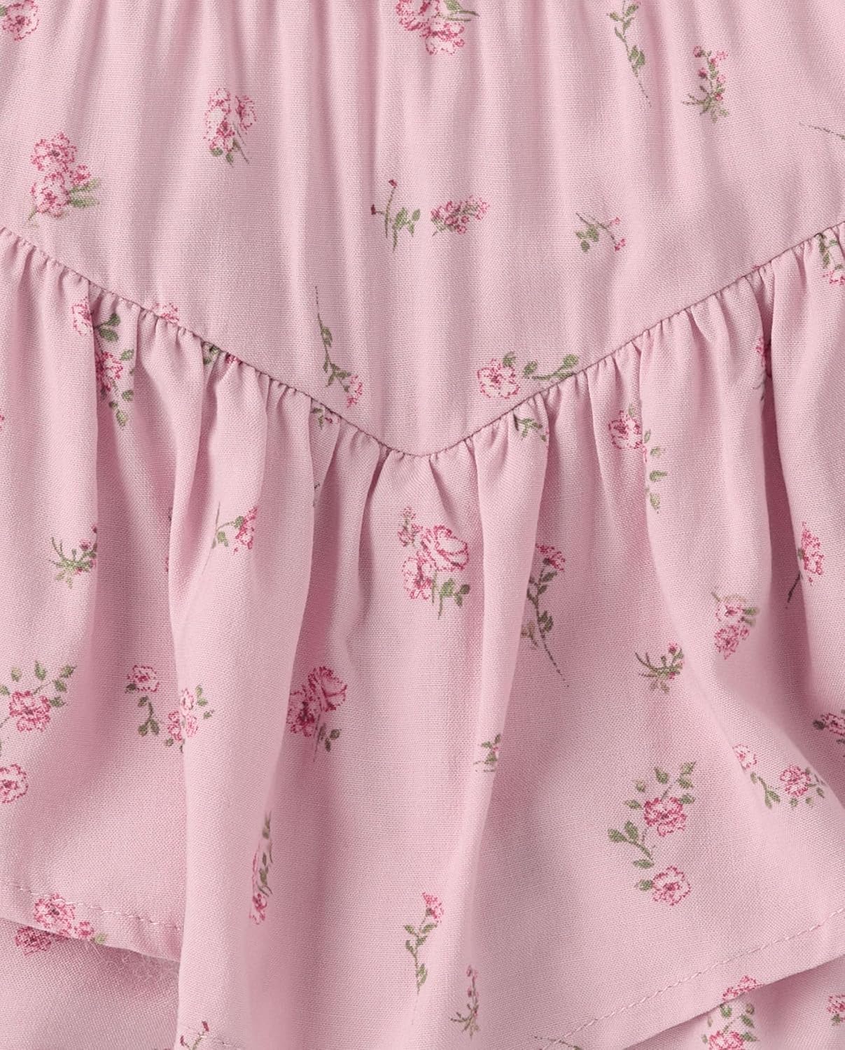 Girls Pink Floral Ruffle Tiered Skirt - Image 4