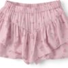 Girls Pink Floral Ruffle Tiered Skirt