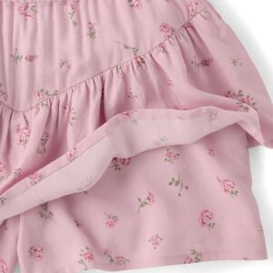 Girls Pink Floral Ruffle Tiered Skirt - Image 2
