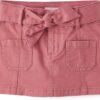 Girls Pink Paperbag Waist Utility Skirt with Tie Belt