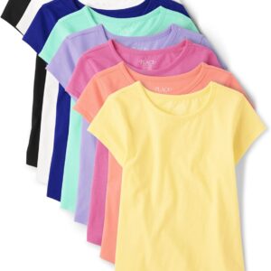 Girls Short Sleeve High-Low Hem Tie-Dye and Butterfly T-Shirt 5-Pack - Image 2