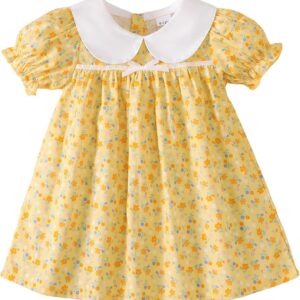 Light Blue Puff Sleeve Baby Dress with White Peter Pan Collar - Image 6